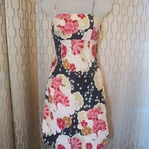 Black, Pink, Green Floral Spaghetti Strap Dress